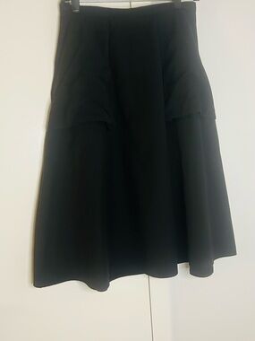 Mossaic Women Classic Black A-Line Midi Skirt Size 4 with pockets